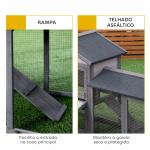 Casa para Coelhos de Madeira Coelheira para Exterior com Bandeja Removível 147x54x84cm Cinza