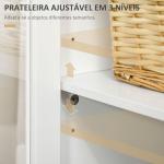 Aparador para Sala de Estar com 2 Portas de Vidro 3 Gavetas e Prateleira Ajustável para Cozinha Sala de Jantar 120x40x70 cm Branco e Madeira