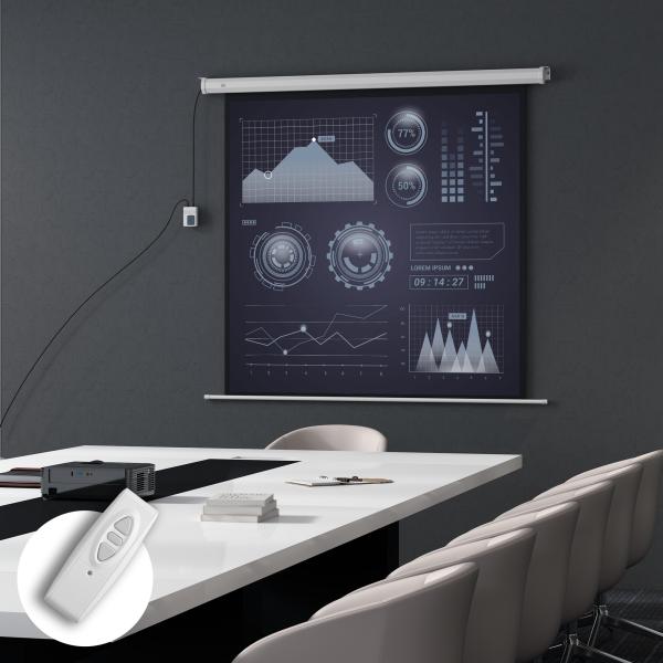 Ecrã de Projeção Elétrico 85'' com Comando Remoto, Formato 1:1, 152x152 cm, Branco