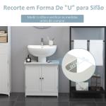Móvel para Lavatório Pousar Armário Casa de Banho de Armazenamento com 2 Portas e Prateleira Interior Ajustável Moderno 60x30x60 cm Branco