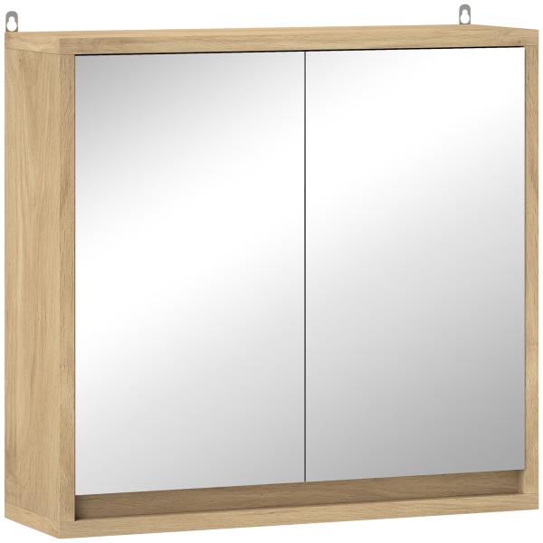 Armário de Casa de Banho com Espelho Móvel Suspenso de Casa de Banho com Prateleira Interior Ajustável 48x14,5x45 cm Madeira