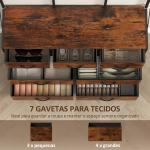Suporte para Cabides Móvel de Arrumação com Sapateira 14 Ganchos 7 Gavetas de Tecido e Prateleira 100x30x183 cm Castanho Rústico