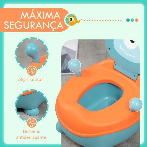 Bacio para Bebé de 6 - 36 Meses Portátil em Forma de Alienígena com Tampa e Estrutura Antiderrapante 35,6x35,7x22,2 cm Azul