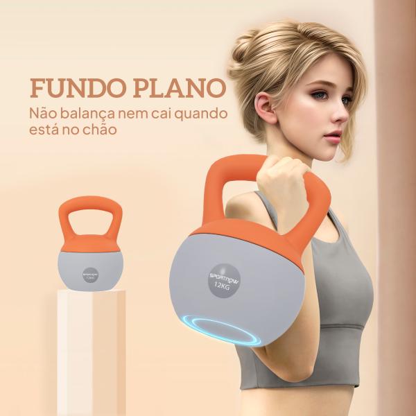 Kettlebell de kg Pesa Russa Preenchida de Areia Metálica e Alça Antiderrapante para Treino em Casa Ginásio Ø21x30 cm Laranja