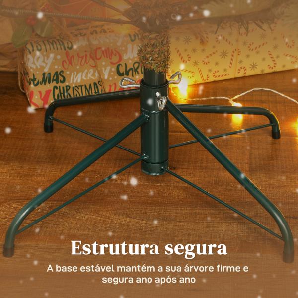 Árvore de Natal Artificial 210 cm com 1123 Ramos Densos e Suporte Metálico Dobrável para Interior Verde