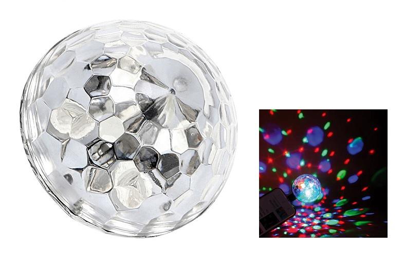 Mini Bola LED 4W c/ Efeitos LED Disco p/ Smartphone (MicroUSB) - OMEGA