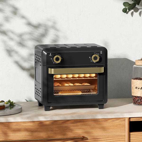 Forno com Air Fryer 10 L com 2 Botões, Convecção 360°, até 230 °C, Temporizador 60 Min, Tabuleiro e Cesto