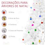 Árvore de Natal Artificial 180cm com 930 Ramos de PVC 48 Decorações Incluidas Decoração de Natal Ø105x180cm Branco