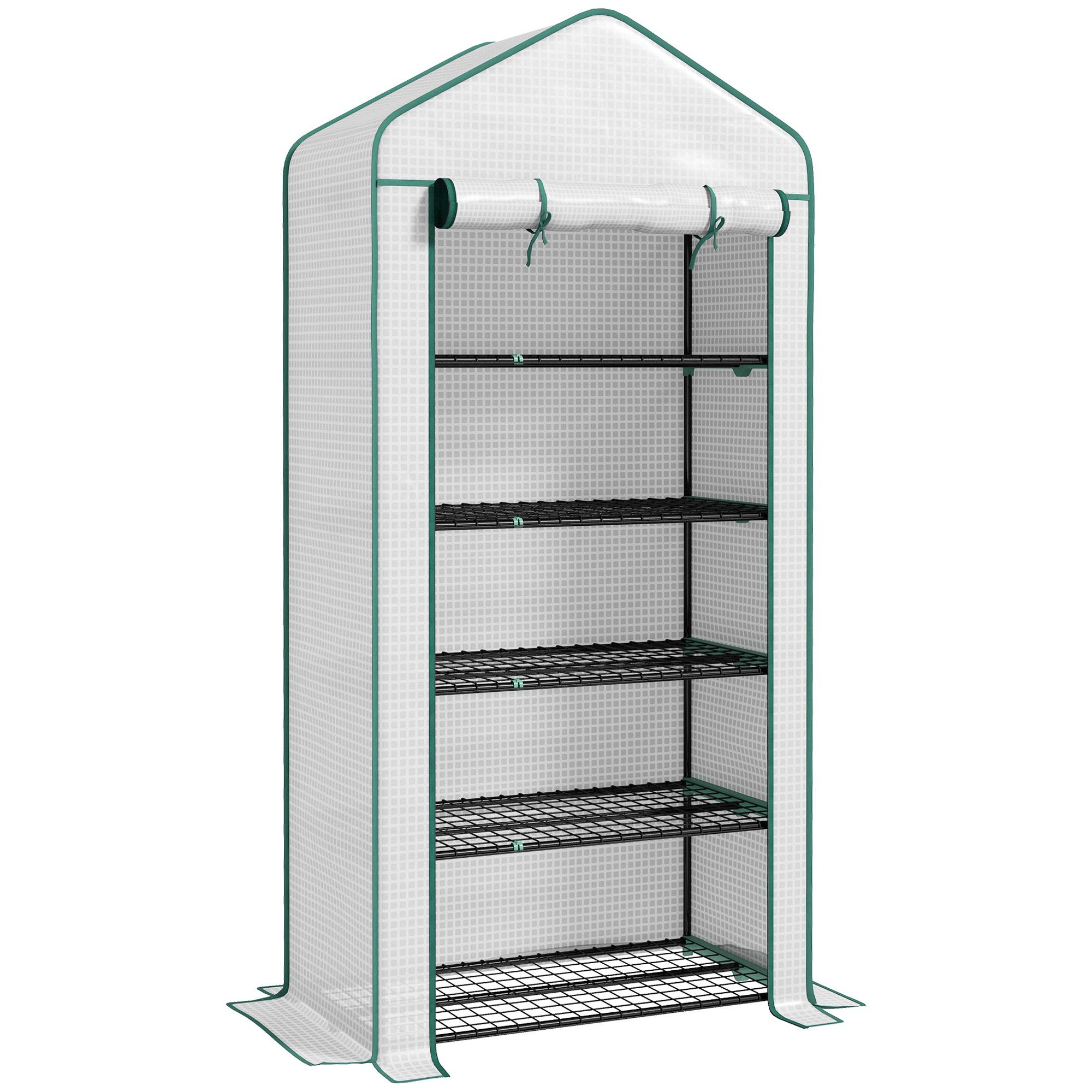 Estufa de Jardim de 5 Prateleiras Estufa Resistente com 1 Porta com Fecho de Correr Anti - UV 90x49x193 cm Branco