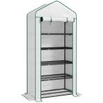 Estufa de Jardim de 5 Prateleiras Estufa Resistente com 1 Porta com Fecho de Correr Anti - UV 90x49x193 cm Branco