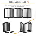 Barreira de Segurança Dobrável para Cães Pequenos com 3 Painéis e 2 Suportes 154,5x29,5x61 cm Preto
