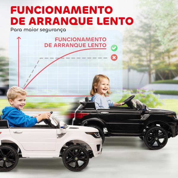 Carro Elétrico SUV Infantil 12V com 2 Motores Controlo Remoto Faróis Buzina Bluetooth Música USB e Abertura de Porta 3 - 5km/h 110x68x52cm Preto