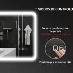 Espelho de Casa de Banho com Luz LED 70x50 cm Bluetooth 3 Cores de Luz Relógio Digital Função Antiembaciamento Função de Memória Prata