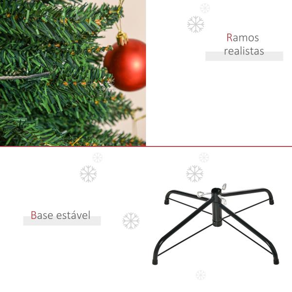 Árvore de Natal Artificial 210cm Ignífugo com 499 Pontas de Ramo PVC Decoração de Natal para Interiores Verde