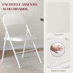 Conjunto de 2 Cadeiras Dobráveis com Encosto e Estrutura de Aço para Sala de Estar escritório Estúdio 45x46x78 cm Branco