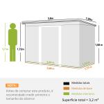 Abrigo de Jardim 280x130x172cm Abrigo de Exterior de Aço Galvanizado com Porta Corredeira e Ventilações Cinza Escuro