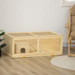 Gaiola para Hamster de Madeira Casa para Roedores com Tampa Abatível Painel de Acrílico Bandeja Amovível 100x58x38cm Madeira
