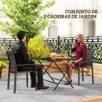 Conjunto de 2 Cadeiras de Jardim Empilháveis com Tecido Transpirável e Estrutura em Aço 56x58x89 cm Cinzento Escuro