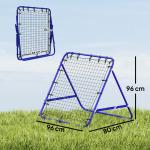 Rede de Ressalto para Futebol em Metal com Ângulo Ajustável e 20 Cordas Elásticas 96x80x96 cm Azul