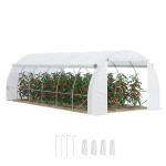 Estufa Tipo Túnel de Jardim 6x3x2m com Porta Enrolável 12 Janelas Cobertura de PE 140g/m² e Metal Galvanizado para Cultivos de Plantas Verduras Branco