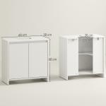 Móvel para Lavatório Pousar Moderno com Prateleira Anti - Tombo Carga 40 kg 60x30x60 cm Branco