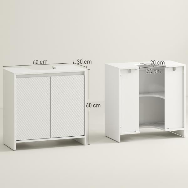 Móvel para Lavatório Pousar Moderno com Prateleira Anti - Tombo Carga 40 kg 60x30x60 cm Branco