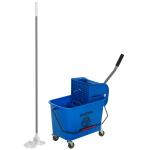 Balde de Limpeza com Escorredor, Painel Separador e Rodas Capacidade de 20L para Limpeza Doméstica 45x26,5x70 cm Azul