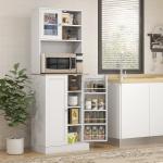 Armário de Cozinha Armário Alto de Cozinha com 3 Portas Prateleiras Ajustáveis e Prateleiras na Porta 60x35x169 cm Branco