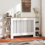 Cobertura para Radiadores com Prateleiras Desenho Moderno de Ripas para Sala de Estar Quarto 152x19x83 cm Branco
