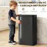 Balde do Lixo de Cozinha Automático 45 L com Sensor Infravermelho Fecho Suave 38x25,5x67,5 cm Preto
