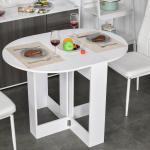 Mesa de Sala de Jantar Dobrável com 2 Laterais Mesa Auxiliar de Madeira para Cozinha Sala de Estar 104x76x73,7 cm Branca