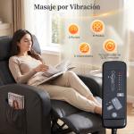 Poltrona de Massagem Reclinável com 2 Zonas de Massagem 8 Programas e 5 Níveis de Intensidade 68x88x98 cm Preto