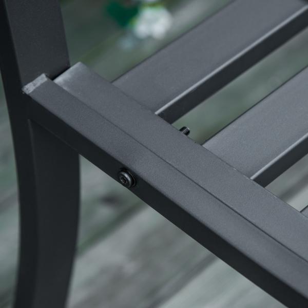 Banco de Jardim de 2 Lugares com Encosto Decorativo e Apoio para os Braços para Terraço Varanda Pátio Exterior Carga 280kg Ferro Fundido e Aço 128x58,5x89cm Preto