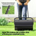 Rolo para Relva Largura 58cm Ø32cm Rolo para Relvado 38L Preenchível de Areia ou Água com Guiador em U para Jardim Preto