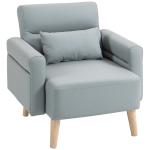 Poltrona Moderna Estofada em Couro Sintético com Apoios de Braço Acolchoados e Pés em Madeira 77x78x78 cm Cinzento