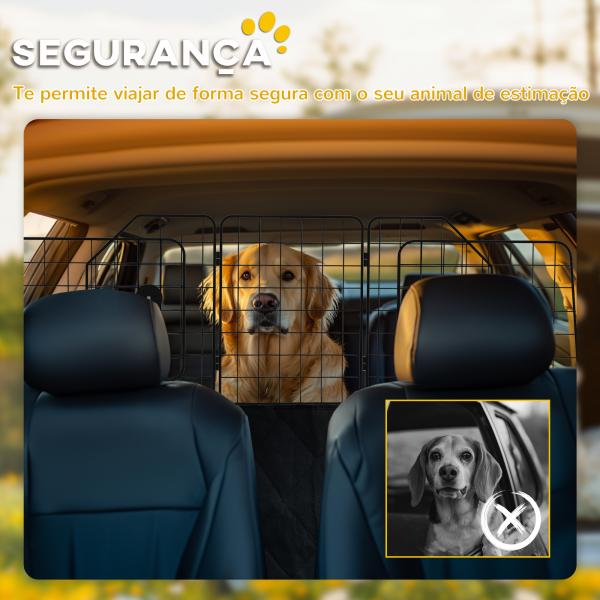 Grade de Segurança de Carro para Cães com Largura Ajustável Grade para Cães de Carro Dobrável 93 - 150x42 cm Preto
