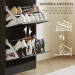 Móvel Sapateira de Entrada com 3 Gavetas Basculantes e Prateleiras Ajustáveis para 18 Pares de Sapatos 60x23,5x115 cm Preto