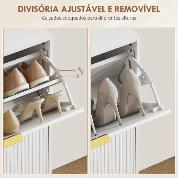 Sapateira Estreita Sapateira para Entrada com Prateleiras Ajustáveis para 12 Pares de Sapatos 60x24x91,5 cm Branco