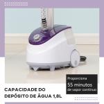 Ferro de Engomar a Vapor com Depósito de 1,8L e Temperatura Ajustável em 11 Níveis 21,5x30x150 cm Branco e Roxo
