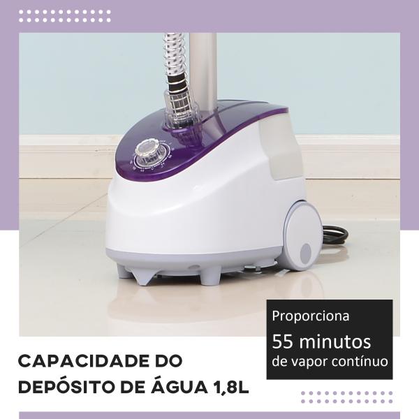 Ferro de Engomar a Vapor com Depósito de 1,8L e Temperatura Ajustável em 11 Níveis 21,5x30x150 cm Branco e Roxo