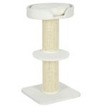 Arranhador para Gatos Altura 91 cm de 3 Níveis com Ninho Plataforma e Poste de Sisal 45x45x91 cm Creme
