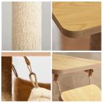 Árvore Arranhadora para Gatos Torre de Escalada com Plataformas Rede Escada Caverna Postes para Arranhar de Juta Bola Supensa e Descanso 60x40x130cm Bege