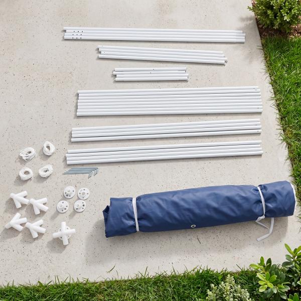 Tenda de Jardim 3x3m Tenda com 4 Partes Laterais Rede Mosquiteira com Zíper Proteção UV para Patio Azul