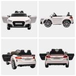 Carro Elétrico Audi TT para Crianças acima de 3 Anos com Controlo Remoto Música e Luzes Bateria 12V 102x60x44 cm Branco