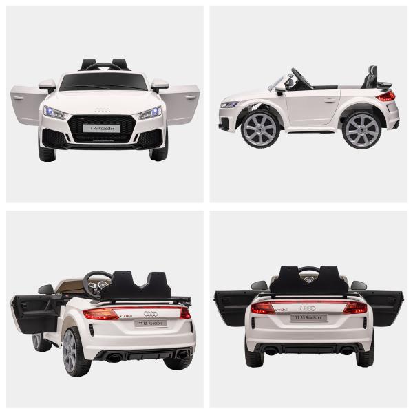 Carro Elétrico Audi TT para Crianças acima de 3 Anos com Controlo Remoto Música e Luzes Bateria 12V 102x60x44 cm Branco