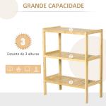 Estante de Bambu de 3 Níveis Móvel Organizador Multifuncional para Casa de Banho Cozinha Sala de Estar 62x33x80cm Natural