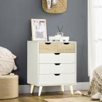 Cómoda com 5 Gavetas e Pés Elevados Cómoda para Dormitório Estilo Moderno Anti - Tombo 60x40x77,5cm Madeira e Branco