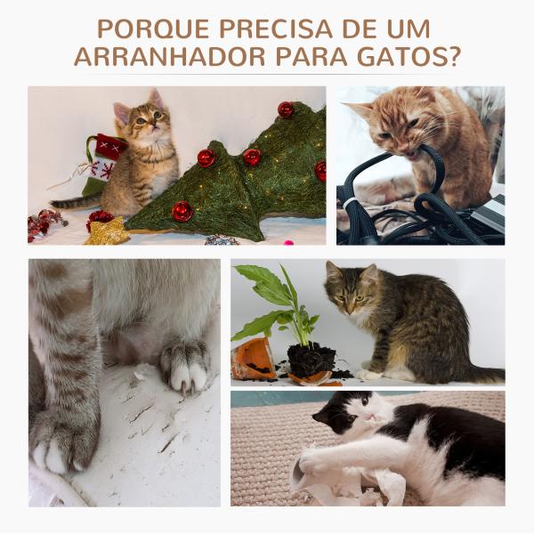 Árvore Arranhador para Gatos Ø40x65 cm com Cama Plataformas em Pelúcia Corda Suspensa e Poste com Corda de Sisal Cinza