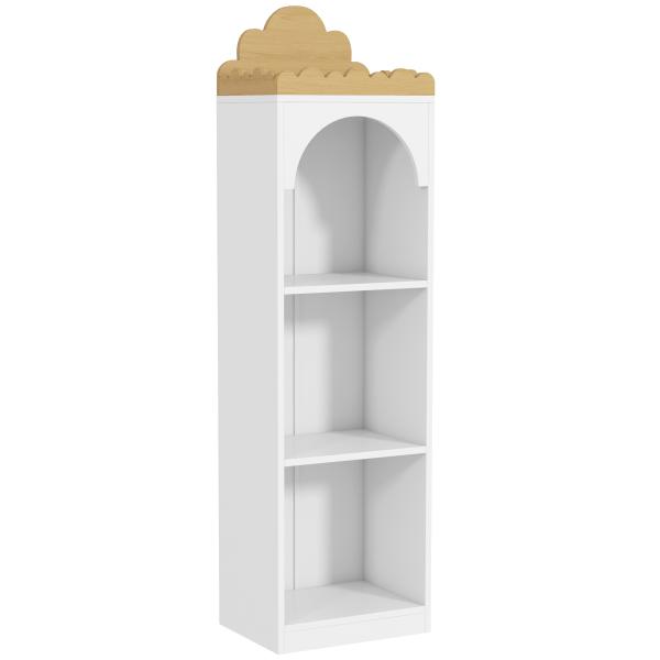 Estante para Livros Infantil de 3 Niveis Estante de Livros para Escola Infantil Dormitório 40x30x139,5 cm Branco e Madeira