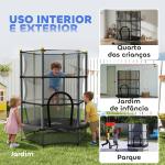 Trampolim para Crianças com Rede de Segurança e Estrutura de Aço para Interiores e Exteriores Carga 50kg Ø140x190 cm Preto